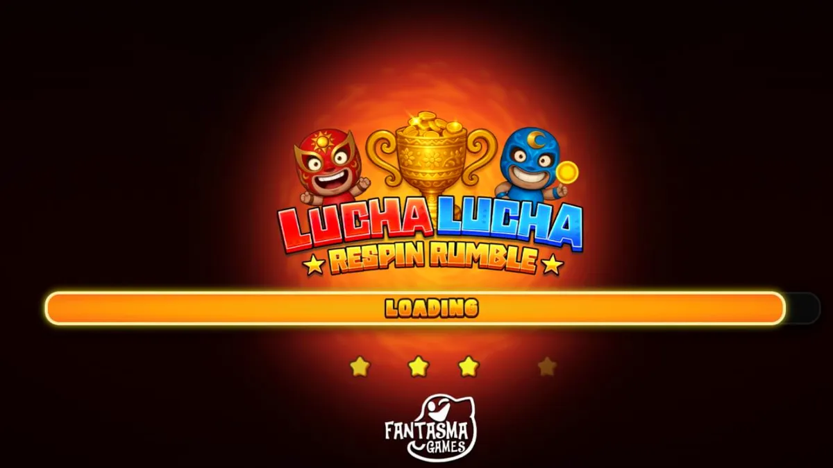 Tampilan antarmuka seluler slot Lucha Lucha Respin Rumble dengan tema pegulat Meksiko