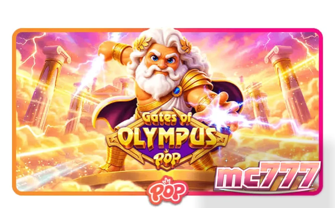 Tampilan visual slot Gates of Olympus POP dengan Zeus dan grid 3x5